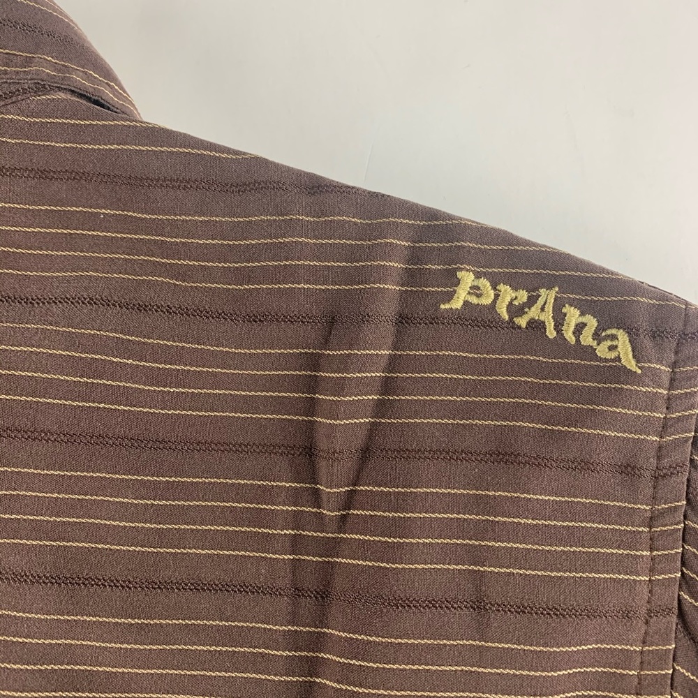 PrAna Brown Short Sleeve Button Front Shirt Size L - Picture 4 of 5